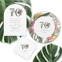 70th Birthday Simple Elegant Tropical Floral