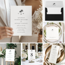 Drawn Palm Tree Monogram Destination Wedding Suite