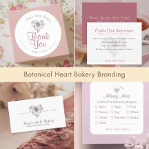 Watercolor Botanical Heart Bakery Branding Suite
