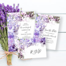 Purple Lilac Flowers Watercolor Wedding