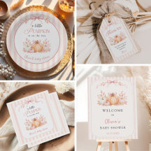 Little Pumpkin on the Way Pink Bow Baby Shower 
