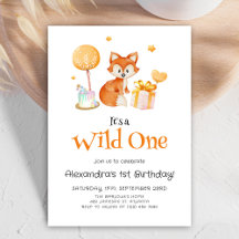 Cute Fox Wild One First Birthday