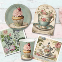 Vintage Tea Time Garden Birthday Party Invite