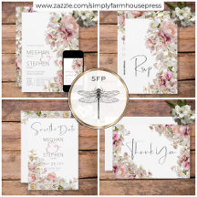 Delicate Modern Pink Blush Rose & Lily Wedding