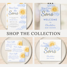 Here Come The Sons Twins Baby Shower Collection