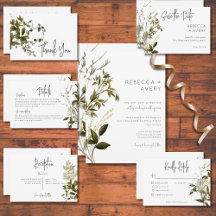 Boho Greenery Modern Wedding Suite Cards