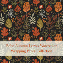 Boho Autumn Leaves Watercolor Wrapping Paper