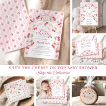 Cherry on Top Pink Bow Baby Shower