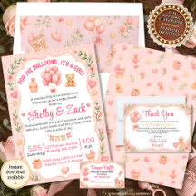 Pop the Balloons Girl Baby Shower Collection