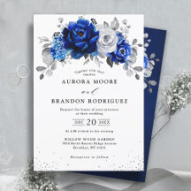 Royal blue Silver White Wedding
