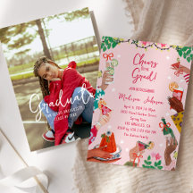 Cute Doodle Cheers to the Grad Graduation Party