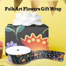 Folk Art Flowers Gift Wrap