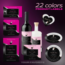 Two Color Product Labels with Hearts Shimmery Line