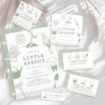 Little Sprout Hand-drawn Green Garden Baby Shower