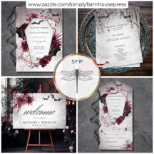 Rustic Gothic Black & Burgundy Halloween Wedding