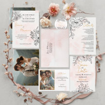 Blush & Black Floral Elegance Wedding Suite