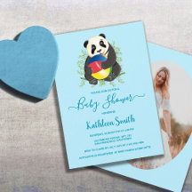 Cute Panda Baby Shower Light Blue Design