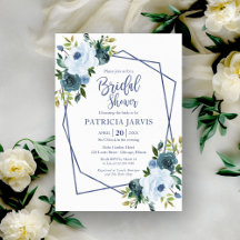 Boho Geometric Dusty Blue Floral Bridal Shower
