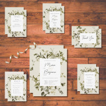 Delicate Boho Greenery Wedding Suite Cards