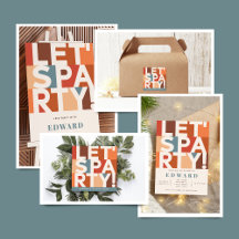 Modern minimal lets party bold graphic birthday