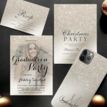 Pearl ivory glitter ombre metallic foil Christmas