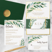 Elegant Greenery Foliage Green & Gold Wedding