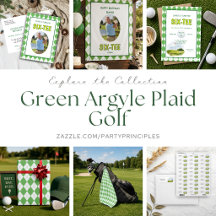 Green Argyle Plaid Golf Birthday Collection