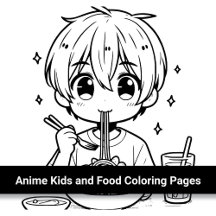 Anime Kids and Food Coloring Pages