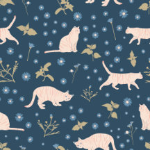 Wild Cats on A Daisies and Mint Garden