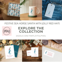 Festive Sea Horse with Jolly Red Santa Hat