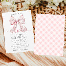 Elegant Pink Bow Pearls Baby Shower