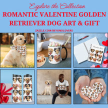 Romantic Valentine Golden Retriever Dog Art & Gift