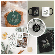 Black modern elegant watercolor botanical rustic 