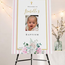 Elegant Pink Gold Floral Baptism Collection