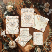 Ivory Lace Heart Floral Romantic Spring