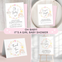 Boho Rainbow Watercolor Baby Girl Shower