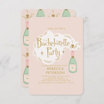Pink Golden Champagne Bachelorette Party