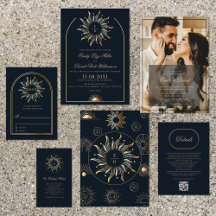 Celestial Sun Navy Gold Wedding Collection 