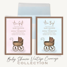 Baby Shower Pink and Blue Baby Carriage