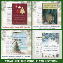 BUSINESS HOLIDAY CARDS 2027 CALENDAR LOGO QR CODE