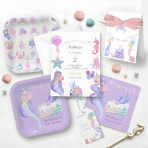 Charming Watercolor Mermaid Birthday Party 