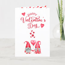 Cute Gnomes Red Hearts Valentine's Day