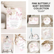 Pink Boho Butterfly Baby Shower Collection