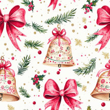 Pink Bows Gold Bells Christmas