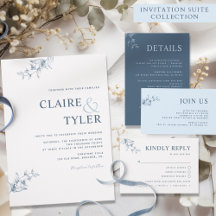 Modern Elegant Typography Blue Wedding Collection