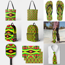 Green Red Yellow Bubbles And Stripes Abstract Art