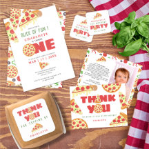 Modern Minimalist Pizza Theme Kids Birthday Party 