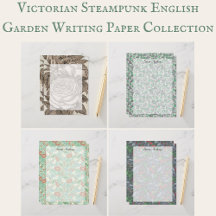 Victorian Steampunk English Garden Writing Paper
