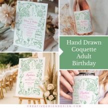 Hand Drawn Coquette Adult Birthday