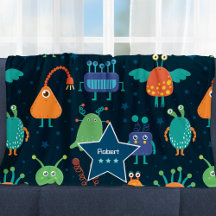 Fun Colorful Alien Pattern for Kids on Blue